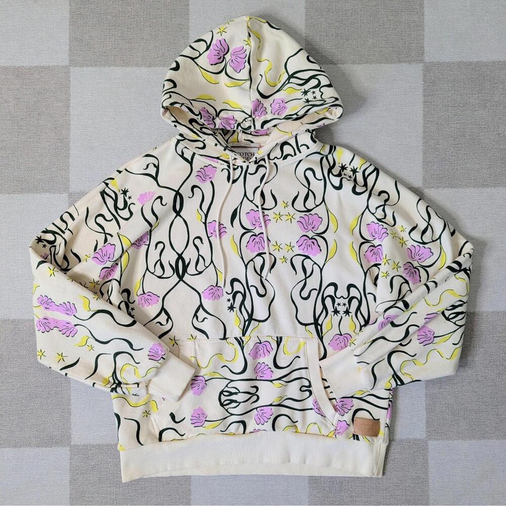 Scotch & Soda floral graphic print oversized pullover hoodie